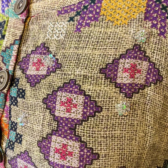 Anthropologie Hemant & Nandita 10 Silk Ethnic Seuqin Embellished Dress Boho - Picture 2 of 7